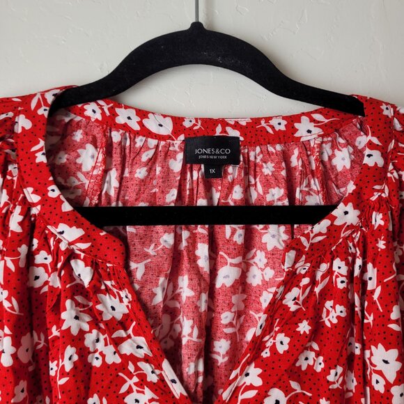 Jones & Co Cute Floral 3/4 Tunic Blouse - Picture 3 of 6